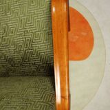 Fauteuil Art déco en jacquard géométrique vert par Kropacek Kozelek 1950