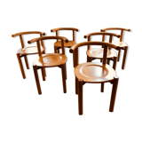 Series of 6 beech chairs Lübke
