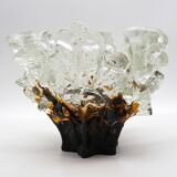 Finnish Iceberg Glass Bowl by Pertti Santalahti for Humppila, 1970s