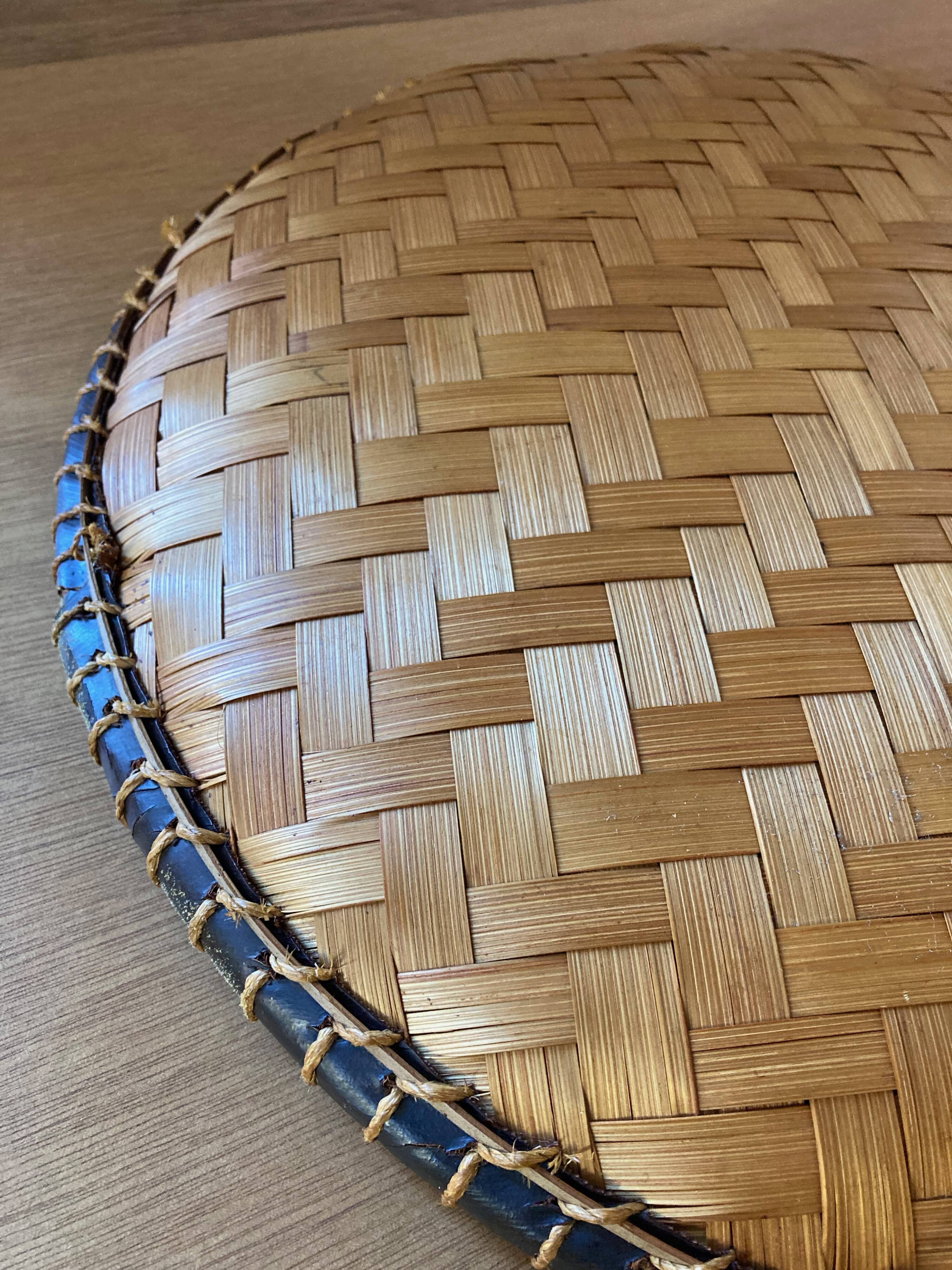 Bamboo and leather fruit basket