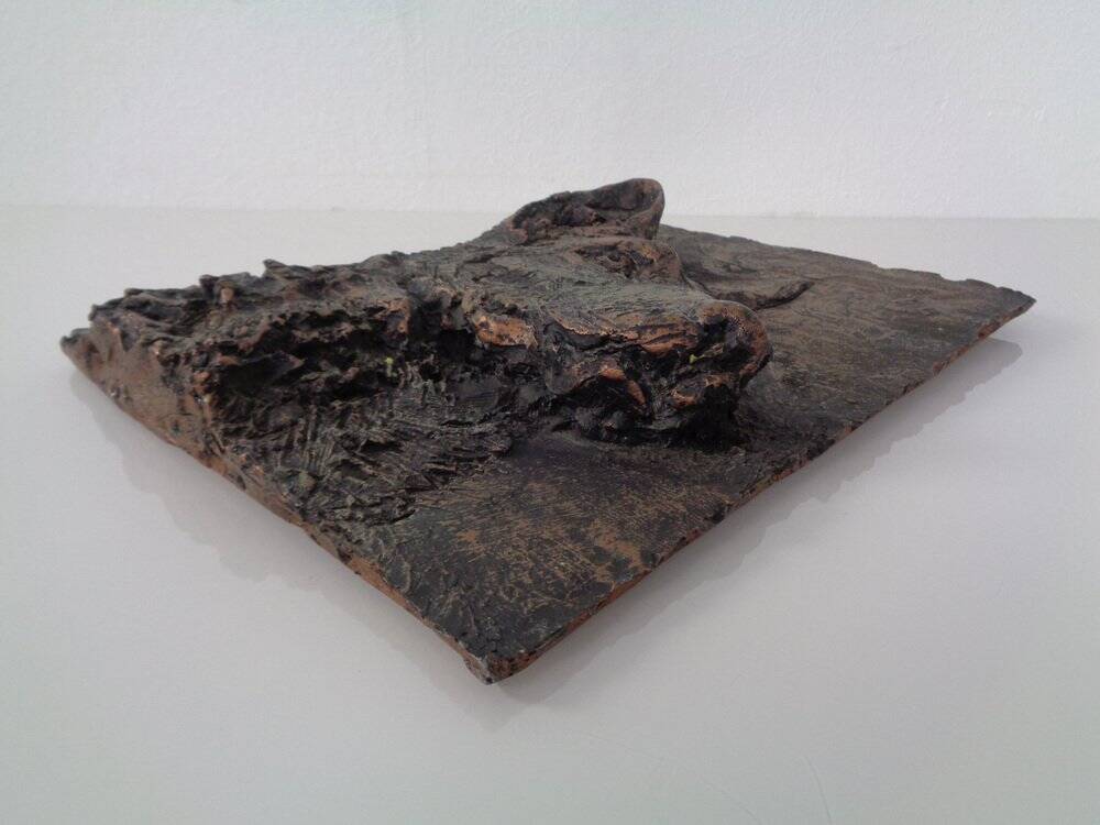 Large copper-coloured German Shepherd relief, 1960s