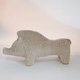 Wild boar animal statue, bisque, vintage, Aldo Londi for Bitossi