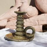 Stoneware candle holder signed Lucien Talbot