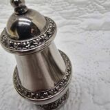 Silver-plated salt and pepper shakers and egg cups