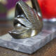Lampe signé M.Leducq, lampe à poser cygne régule sur marbre, lampe boule, lampe art déco, 30's