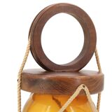 Wood and glass storm lamp from Saint Malo, 1970s