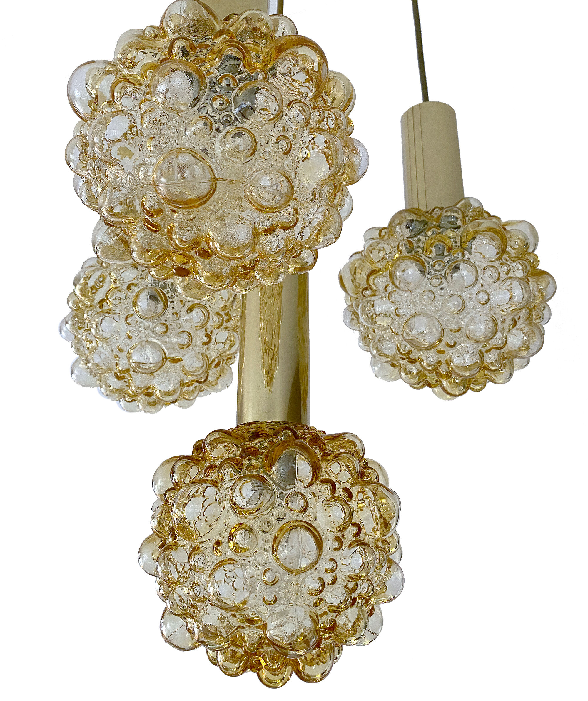 Vintage suspension lamp Limburg, Bubble Glass & Brass, 70s