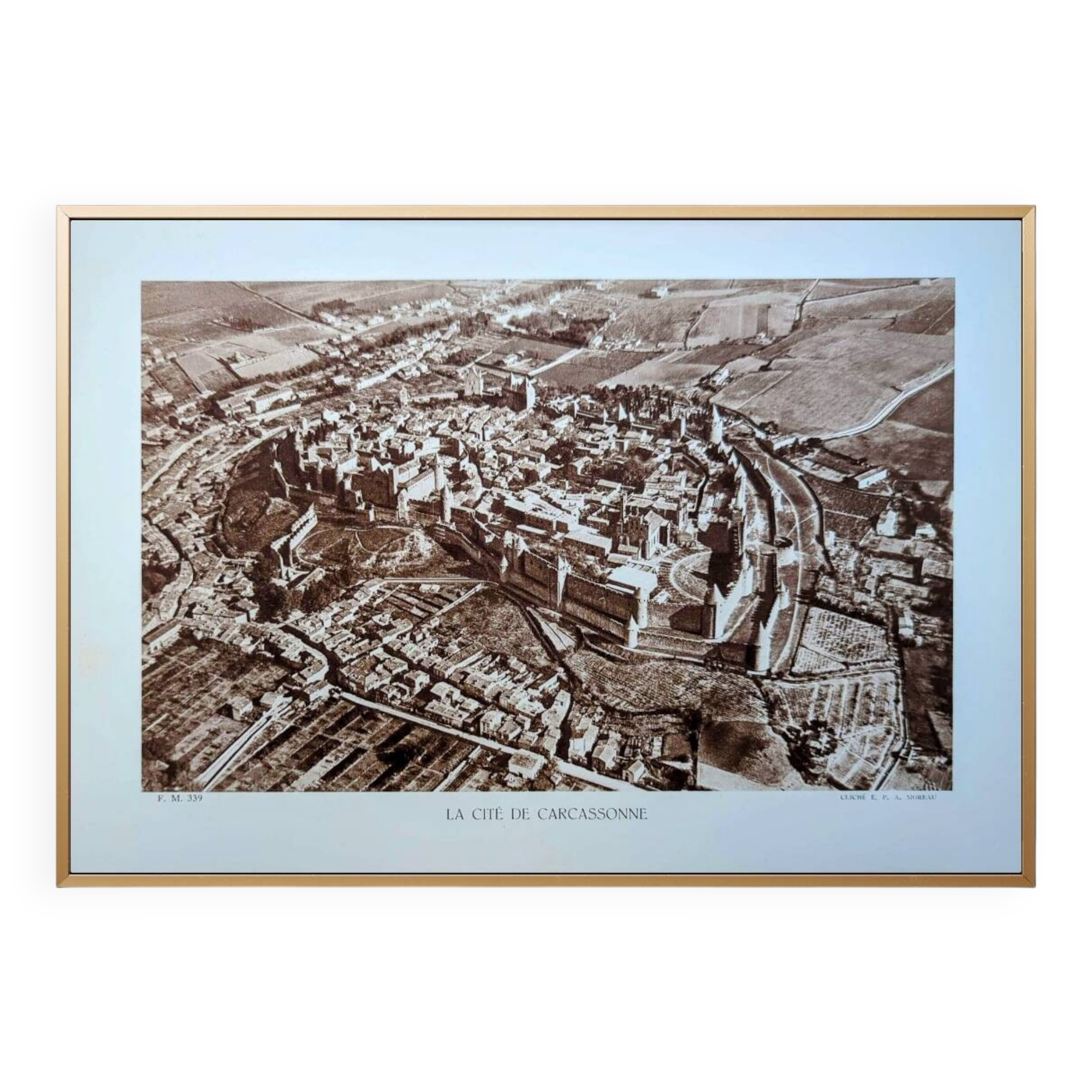Carcassonne, Aude, vintage, photo plate printed in 1935.