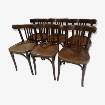 Suite de 6 chaises de bistrot Baumann 1960