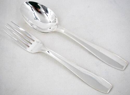 Christofle Atlas model, 10 dessert cutlery sets, 20 pieces, Art Deco, 17.8 cm