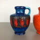 Set of 2 Multi-Color Fat Lava Op Art Pottery Vase Made Bay Ceramics, Germany