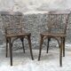 Pair of brasserie bistro chairs with seashell on seat