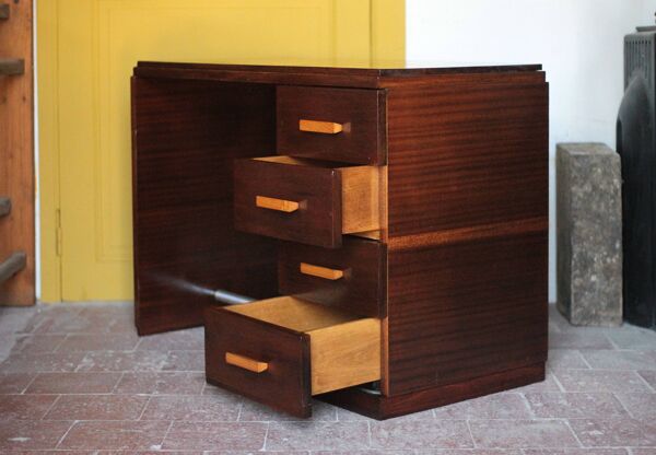 Bureau vintage, bureau bois art déco des années 30, bureau avec tiroirs