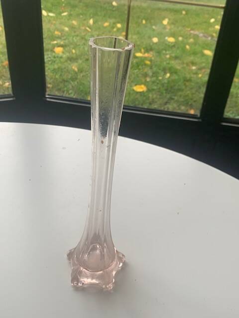 Soliflore vase in pastel pink glass with old art deco facets