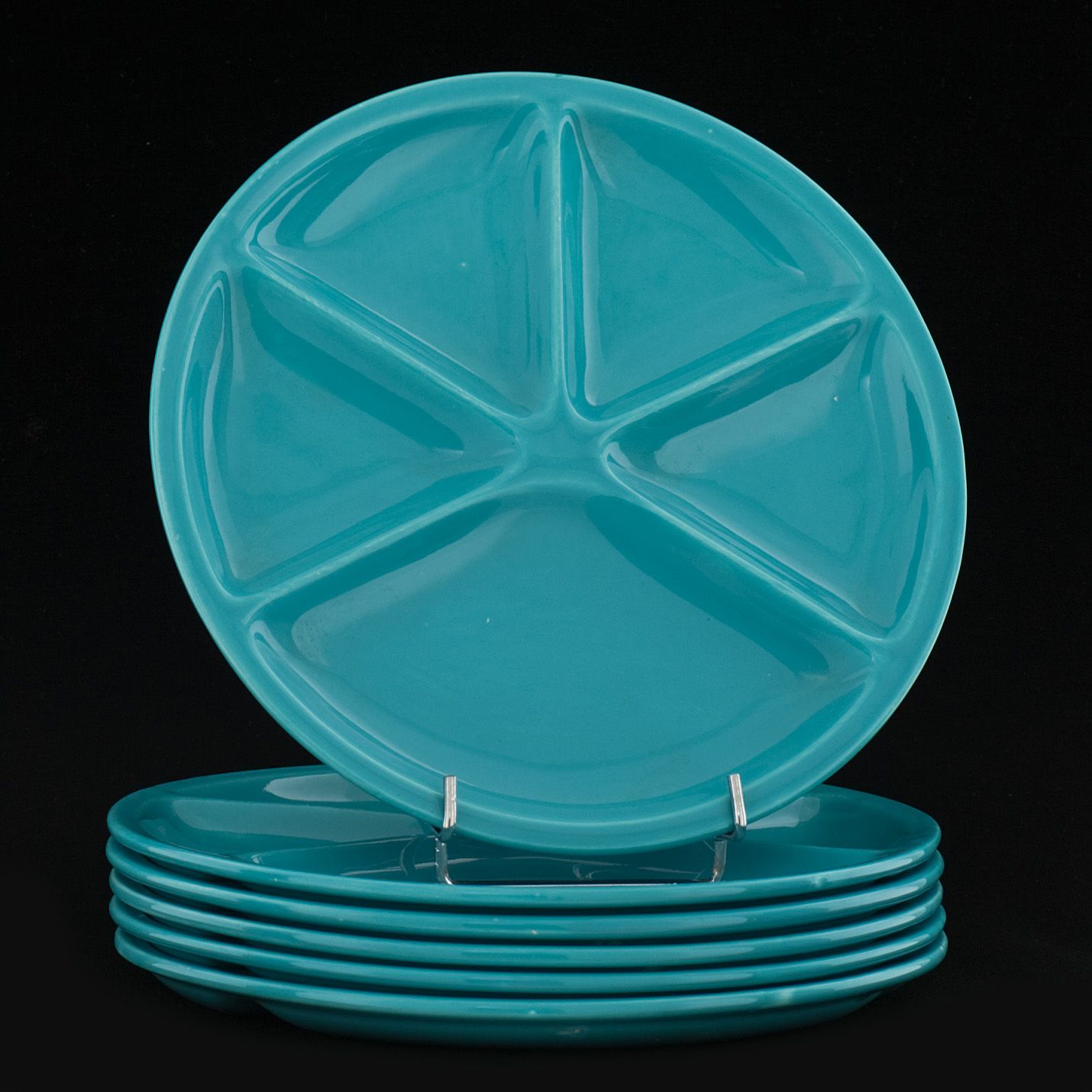 6 fondue plates le creuset bleue vintage 1970