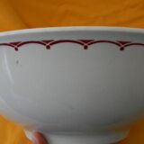 Vintage earthenware salad bowl. Flower decor.