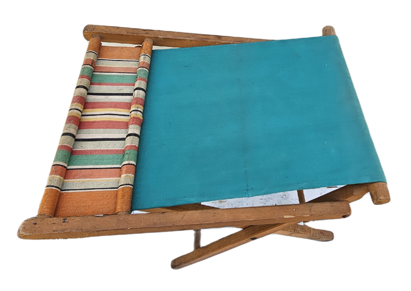 Folding fisherman's chair in wood and fabric