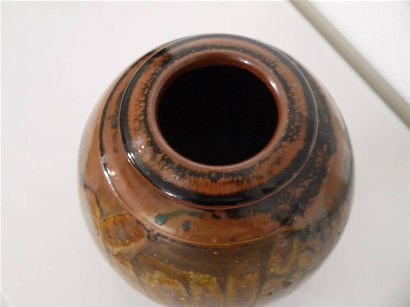 1970s stoneware round vase