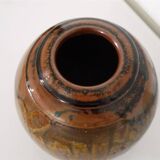 1970s stoneware round vase
