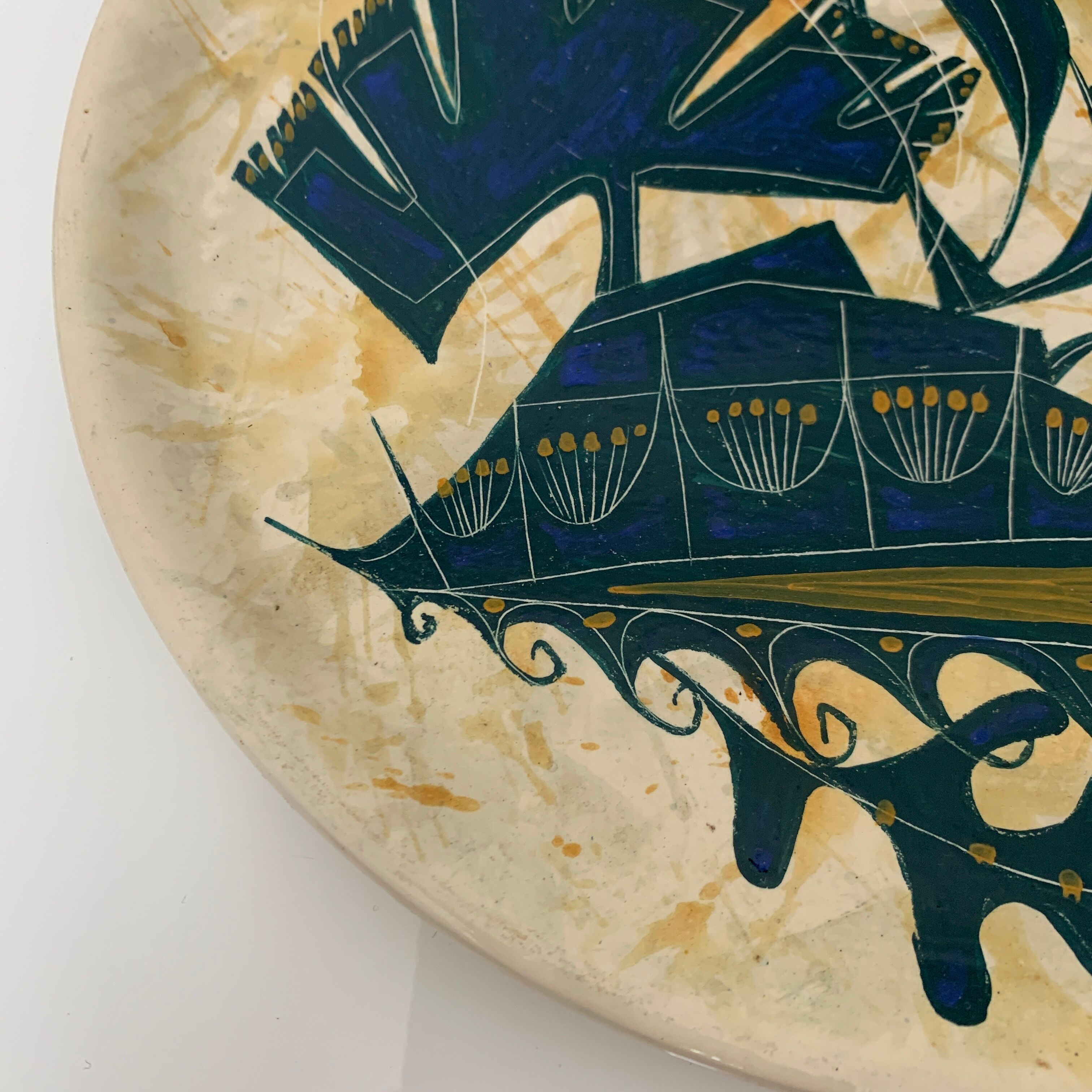 Decorative flat plate decoration decor of boat Goualch Jean Claude