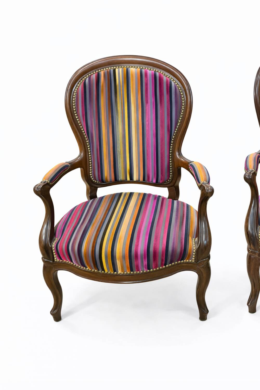 Pair of antique wooden armchairs, Louis-Philippe style.