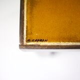 Coffee table signed Roger Capron, steel and ceramic, bird motif