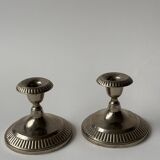 Antique silver-plated metal candlesticks
