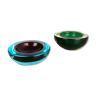 Set of 2 Murano glass sommerso bowl shells ashtray element, 1970s