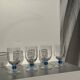 Set of 4 blue ball stemmed water glasses