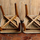 Set of 2 chairs, moleskine and wood