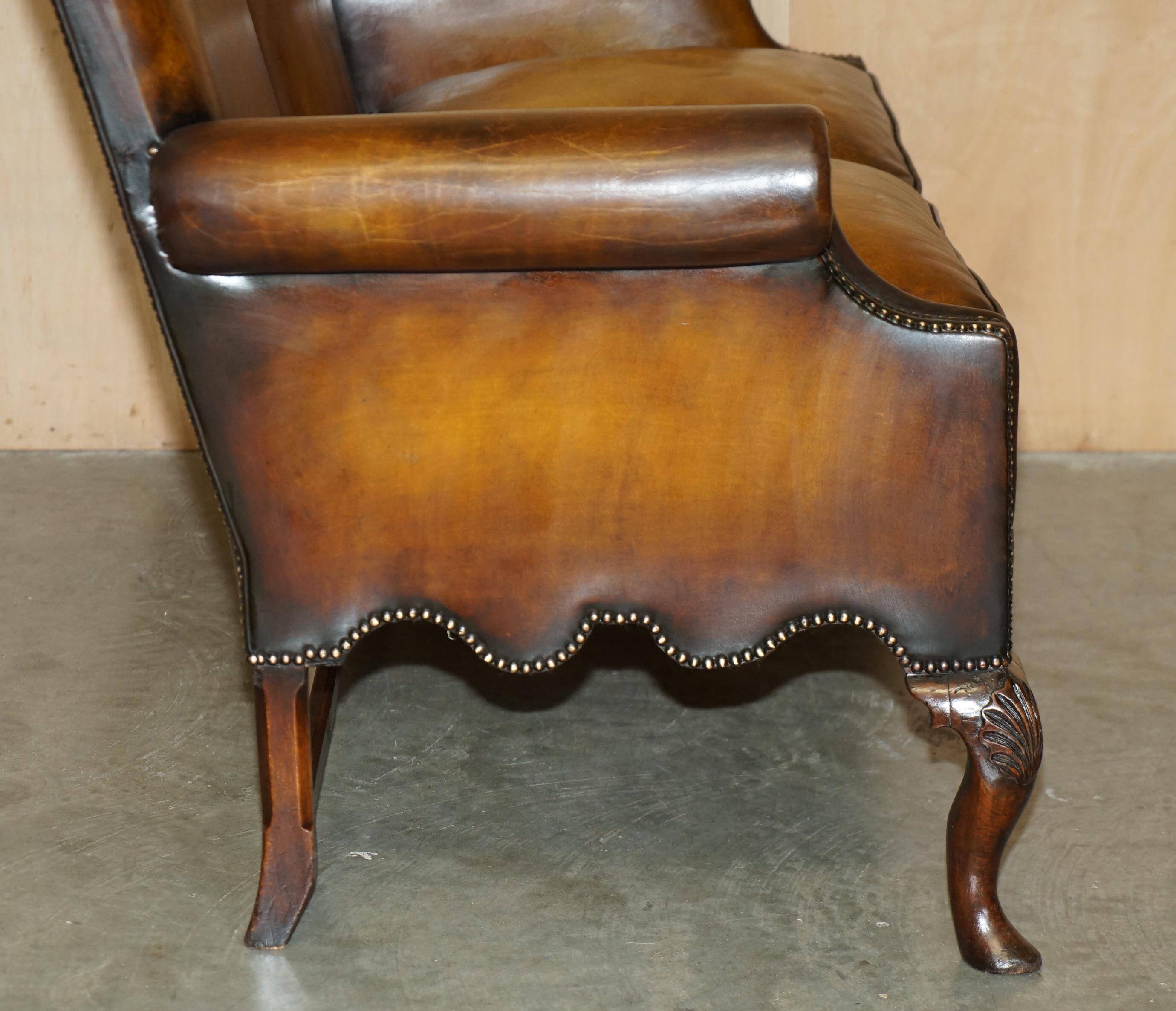 Victorian restored George II style high-back leather canapé