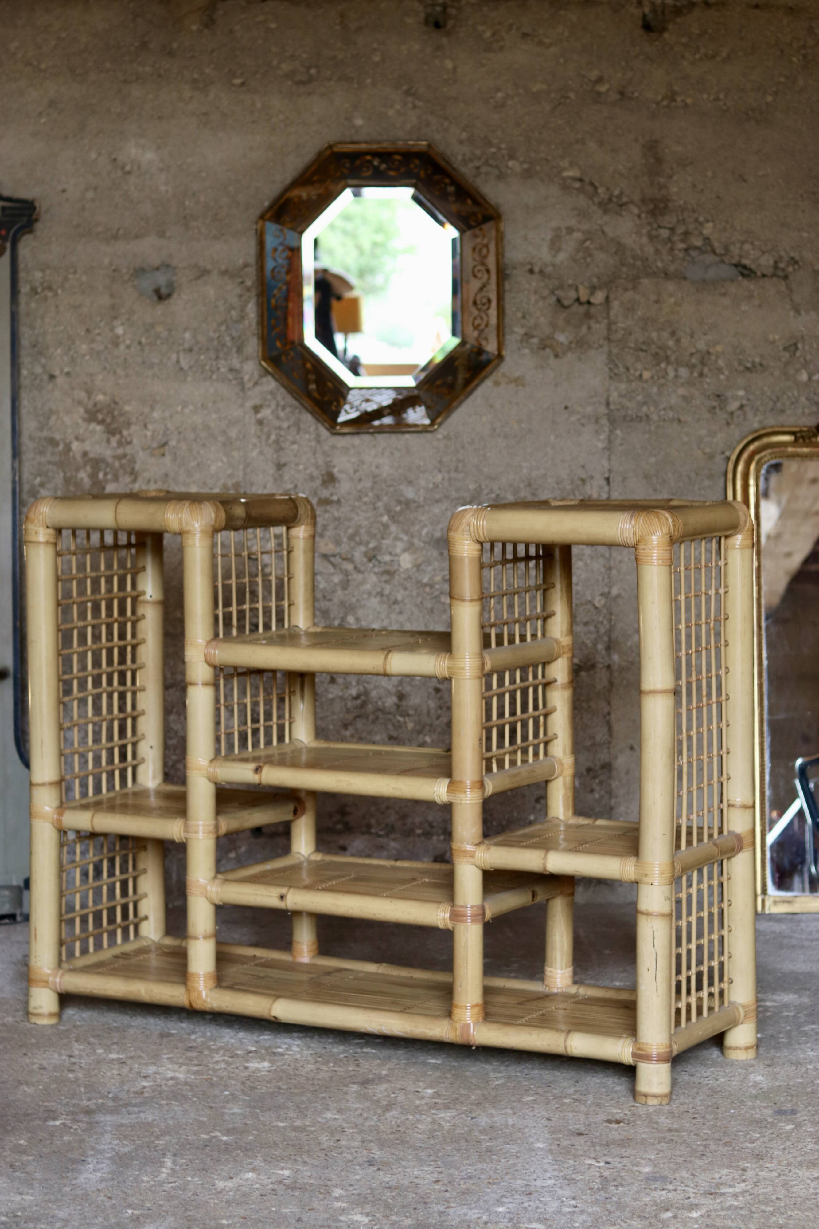 Spectacular vintage bamboo shelf
