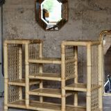 Spectacular vintage bamboo shelf