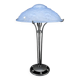Lampe en fer forgé et abat-jour en verre bleu aux clématites, France, Art Déco, circa 1920
