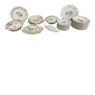 Large 45-Piece Dinner Service, Limoges Porcelain, Berry Decor