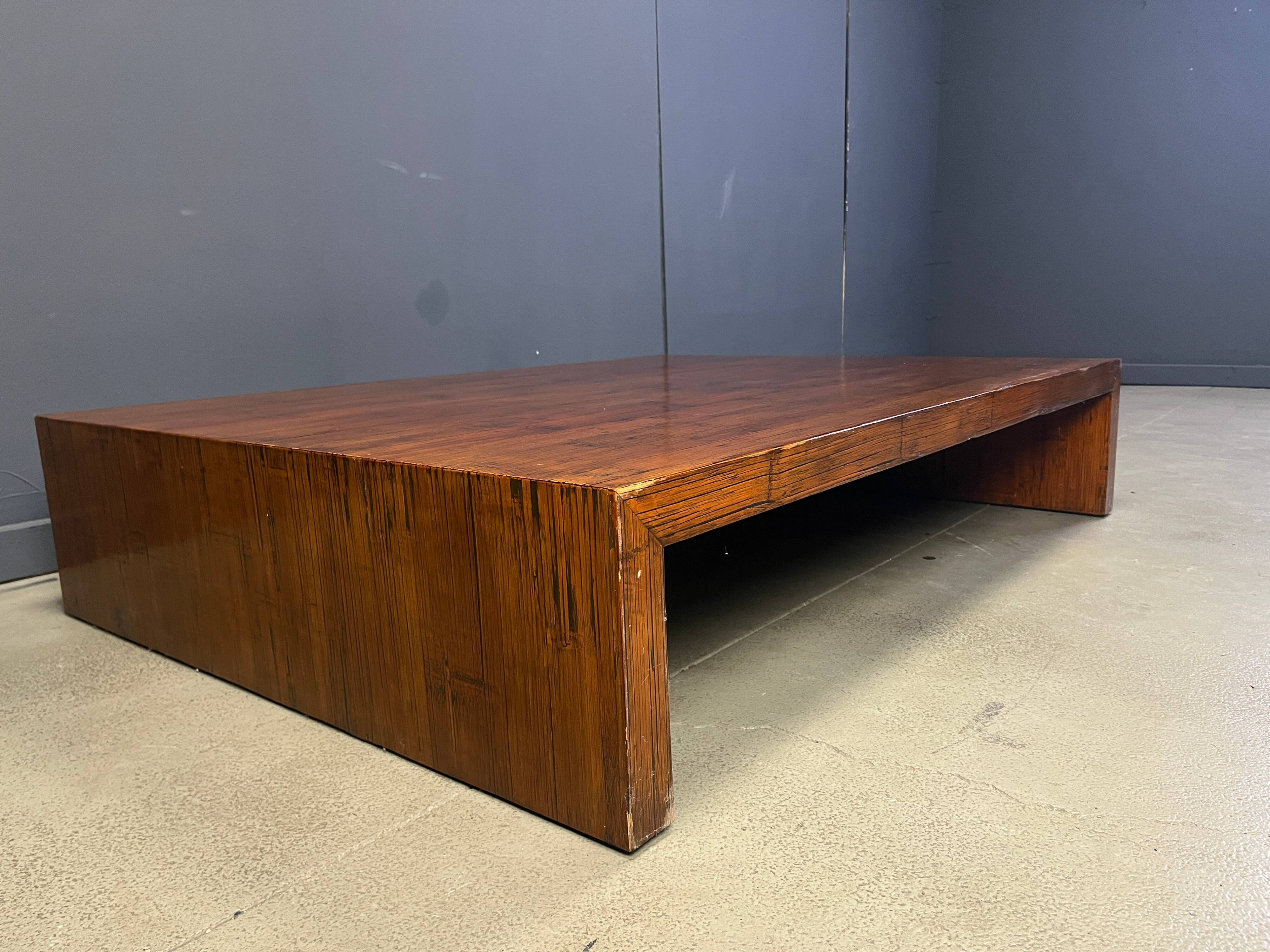 Large coffee table in bamboo attributed to Axel Vervoordt, 1980s