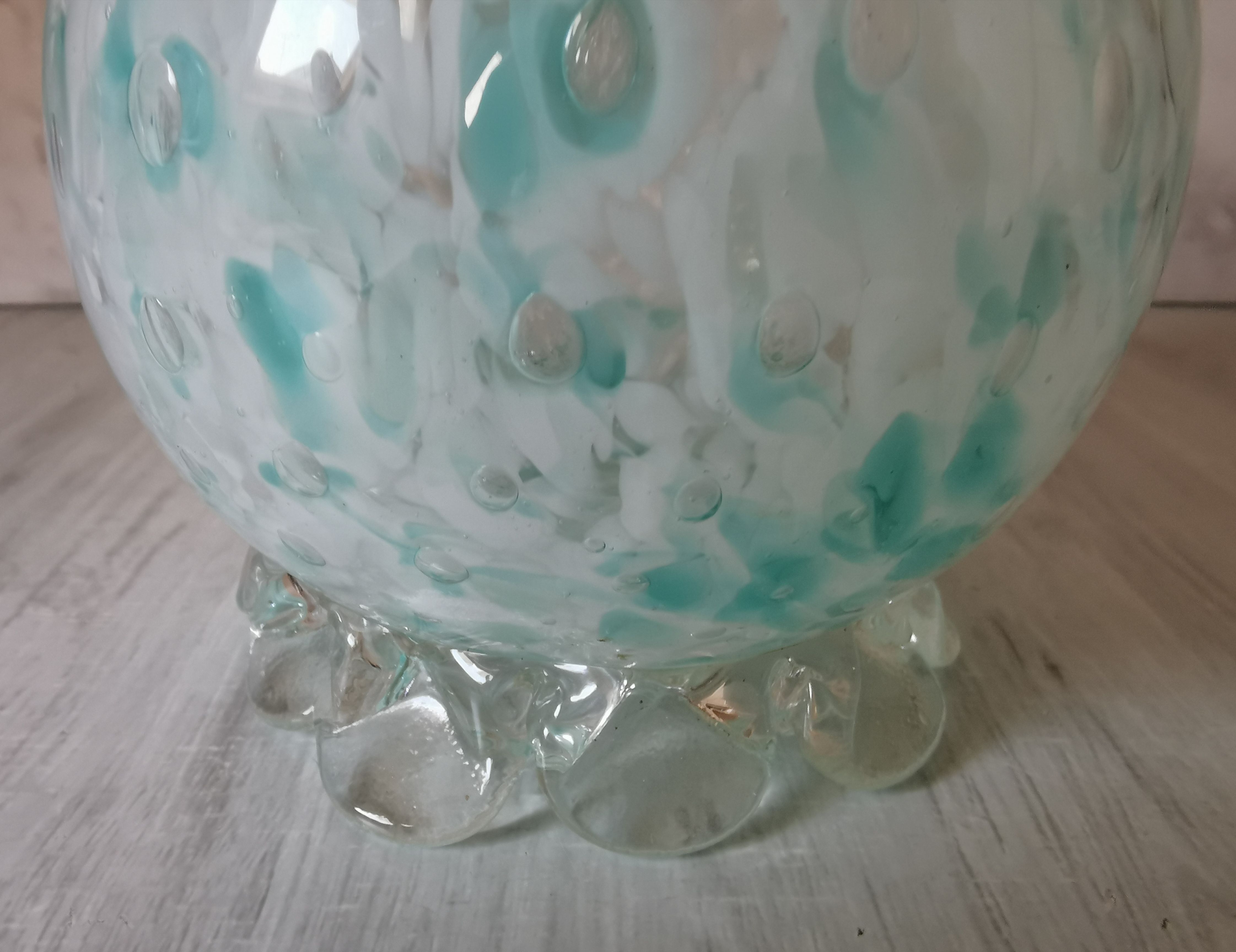 Blue speckled glass vase