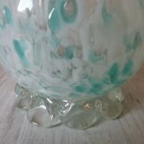 Vase verre moucheté bleu