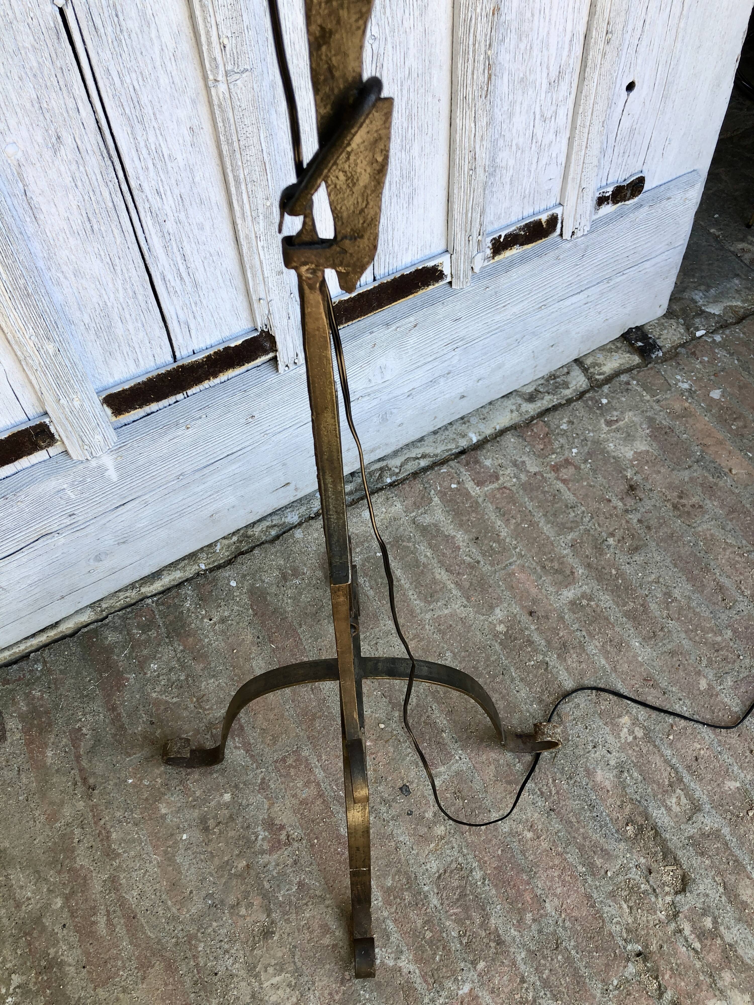 Brutalist wrought iron floor lamp 1970