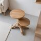 Rustic sculptural side table made of natural and organic driftwood.