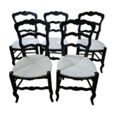 Chaises assise paille blanc cadre noir