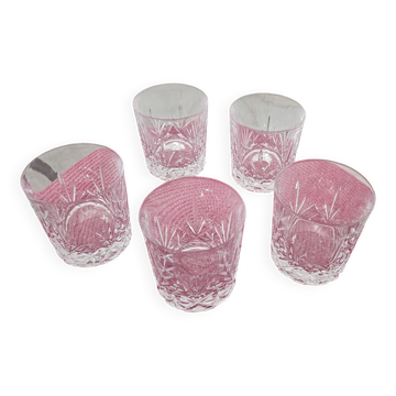5 antique cut crystal whisky glasses – beautiful quality