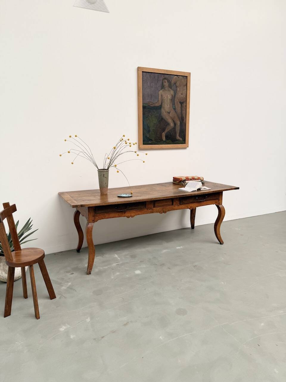 19th century walnut drapery table 2m1