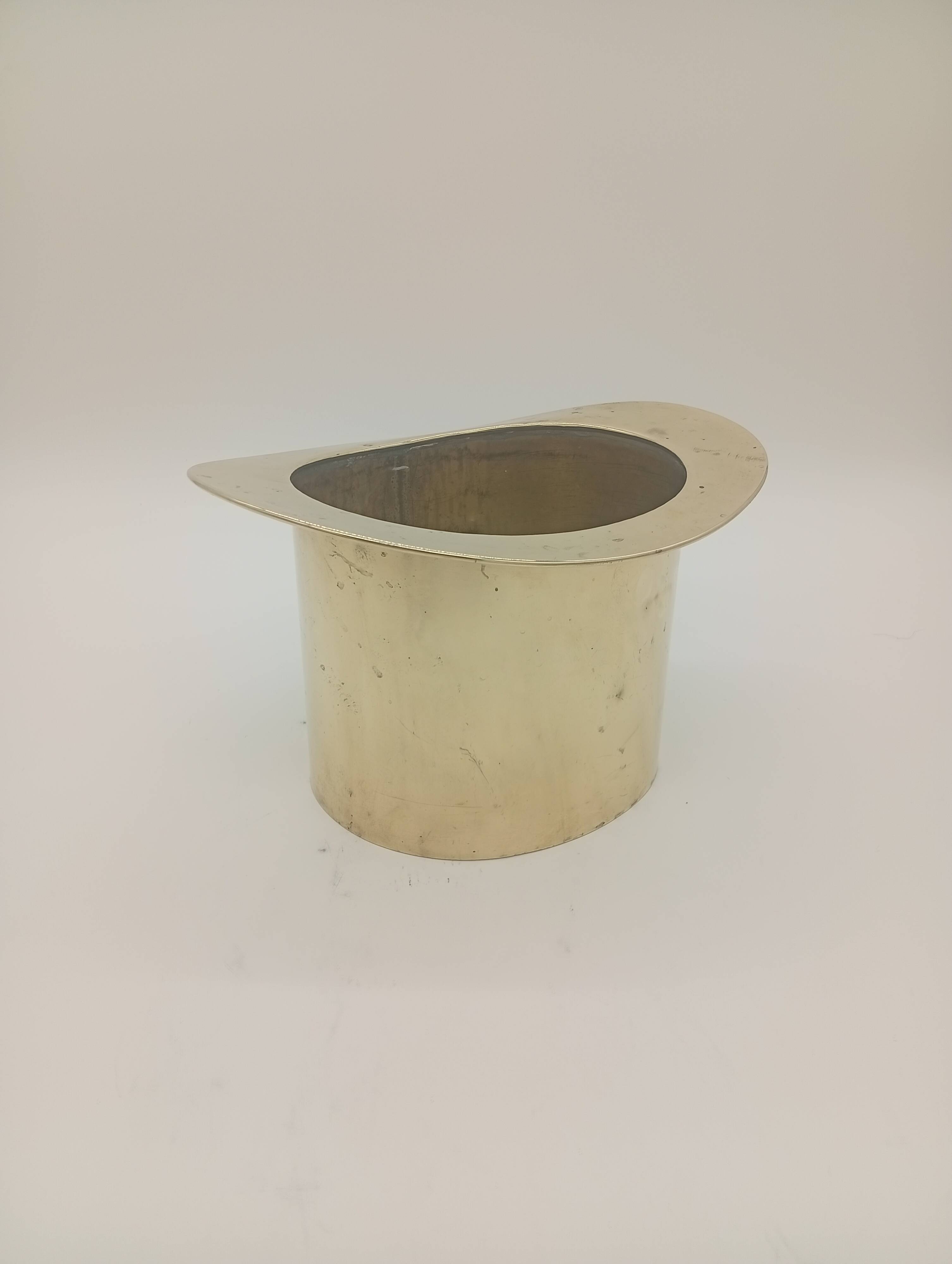 Ice Bucket Champagne Cooler Top Hat Vintage Brass
