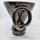 Jean Austruy ear vase in metallic black ceramic, France 1950.