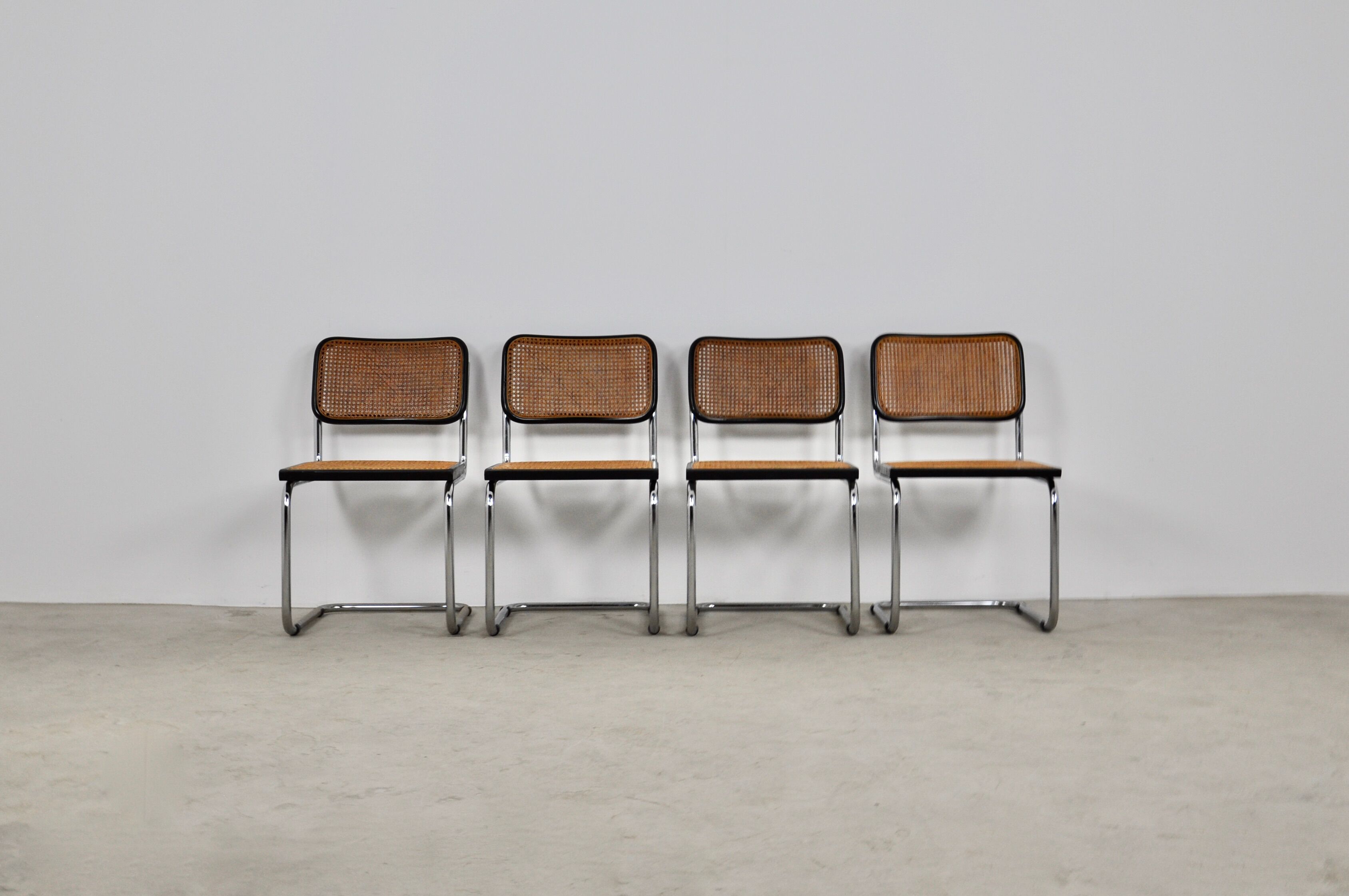 Set of 4 black dinning chairs B32 by Marcel Breuer