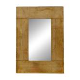 Miroir en laiton gravé sculptural par Jean Blazy, France, années 1970