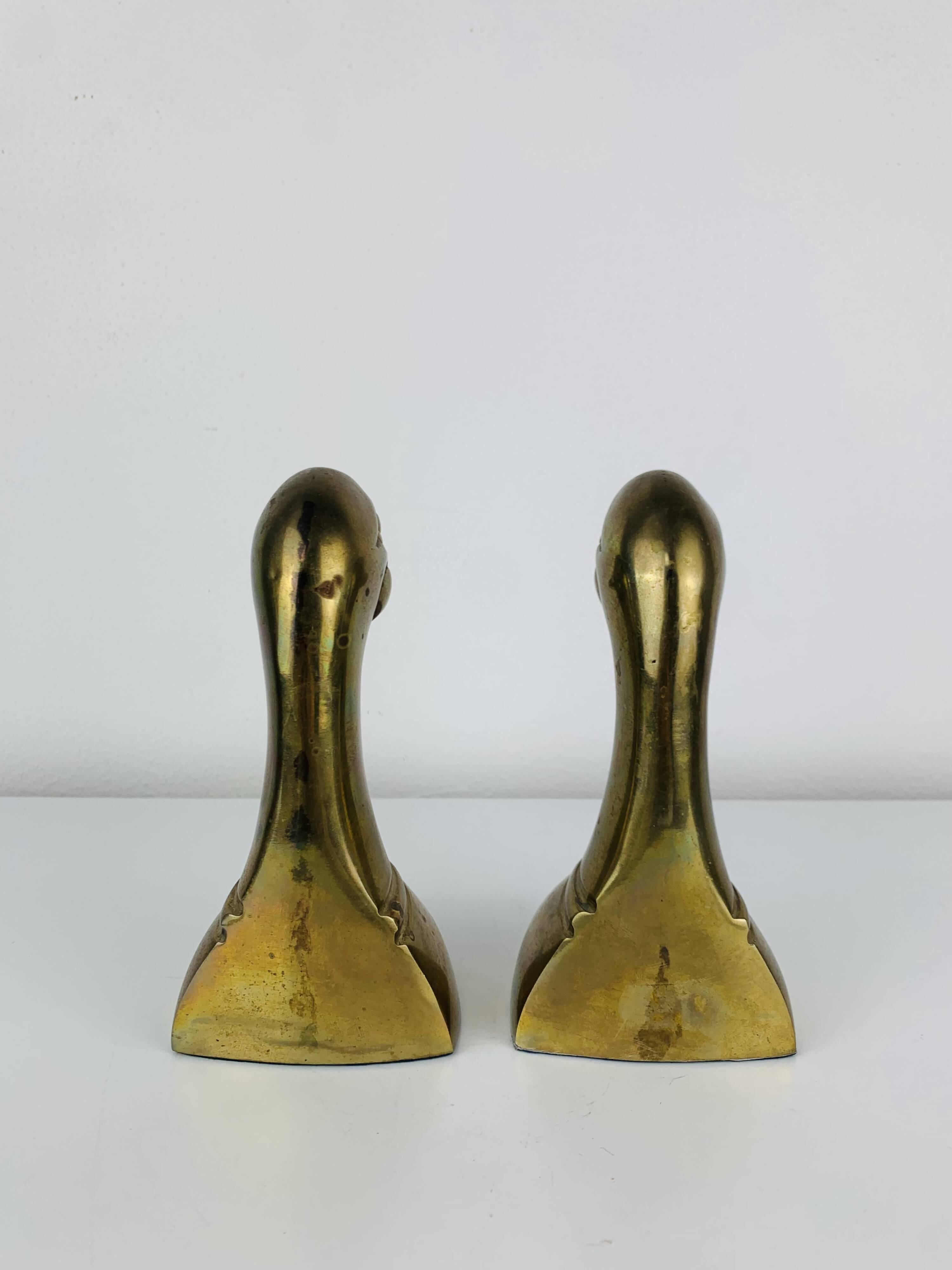 Pair of vintage brass duck bookends