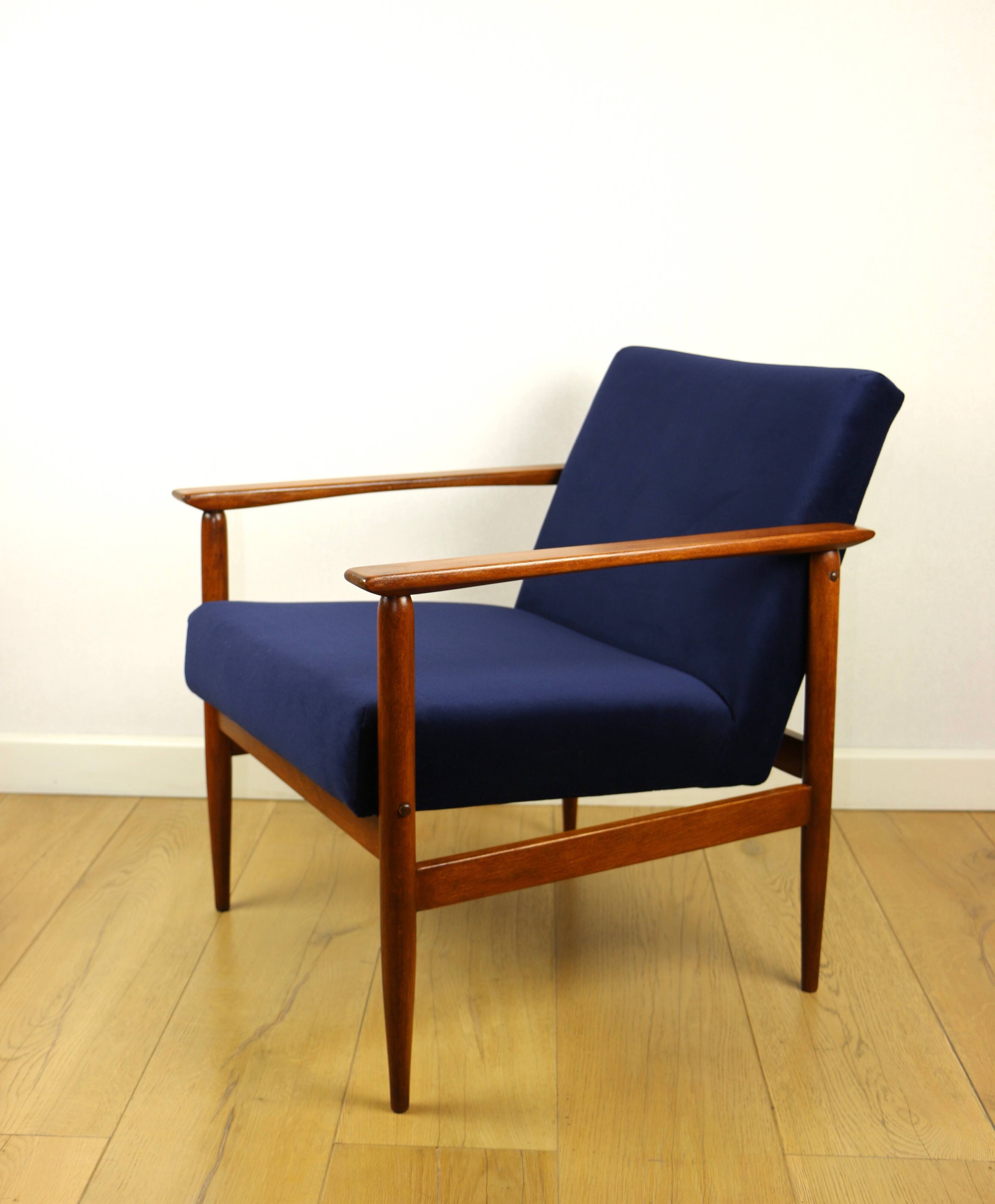 Vintage navy blue easy chair, 1970s