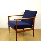 Vintage navy blue easy chair, 1970s